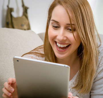 Student using video chat on a tablet