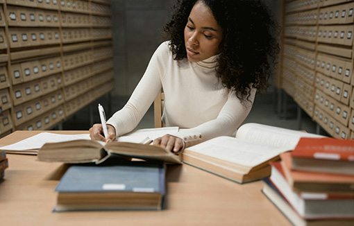 a student studying