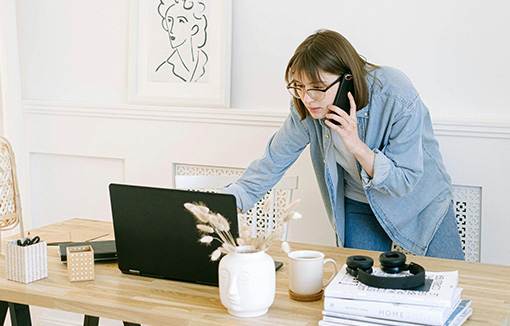 a person looking something up on their computer