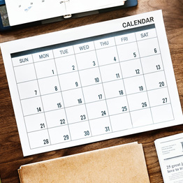 Calendar on a desk