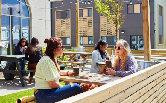 students chatting