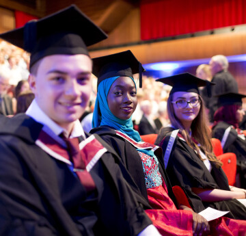 Students at graduation ceremony