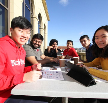 Student at The Great Hall balcony