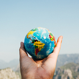 Globe being held in a person's hand