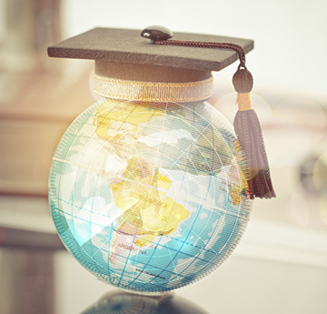 Globe with mortar board