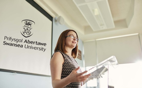 Lecturer addressing a room