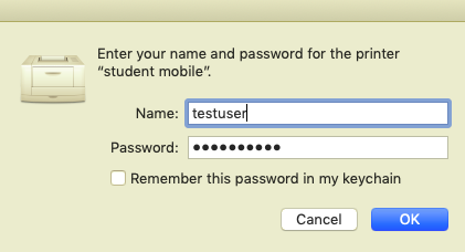 Printer login mac
