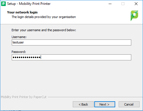 Mobile printer login