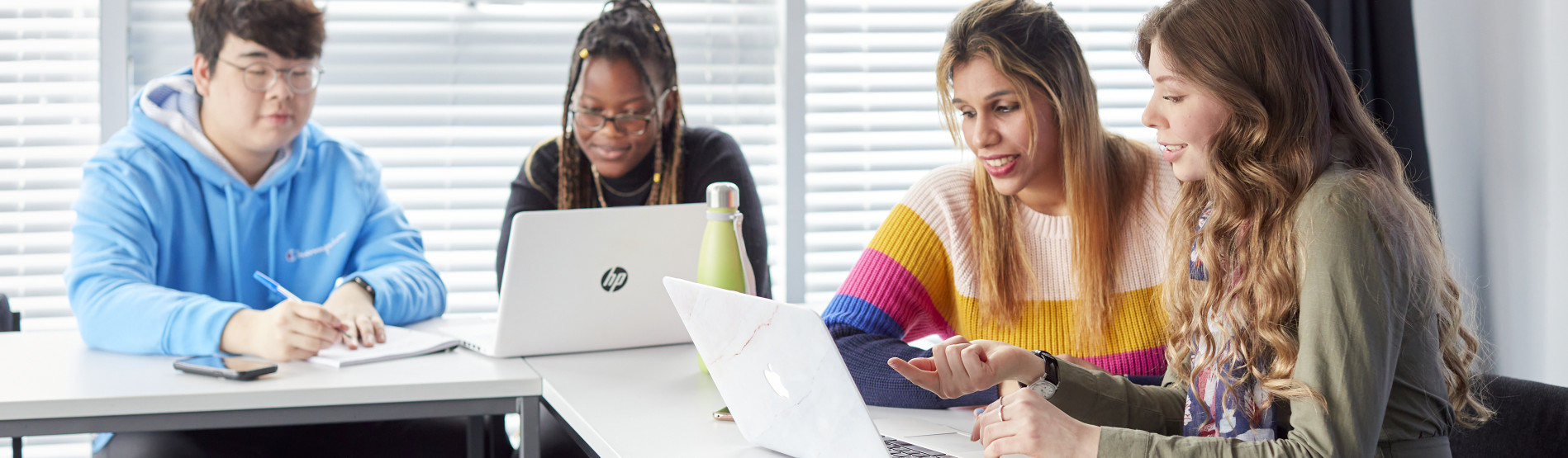 group of students studying